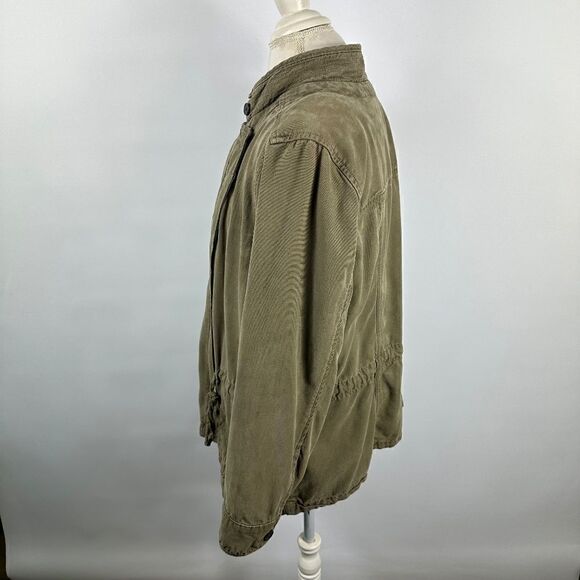 Lucky Brand Jacket Olive Green Button Up Military Canvas Cargo Anorak Size 1X - Picture 5 of 9